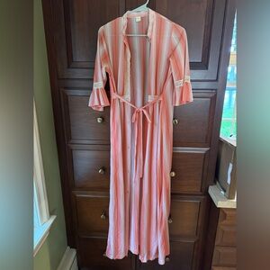 Pink Striped Chemise with Lace Trim